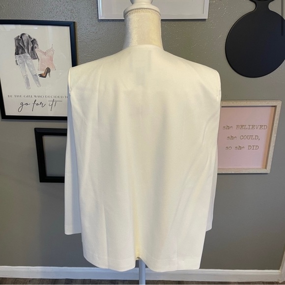Forever 21 White/Cream Open Front Cape Jacket S - Picture 3 of 5